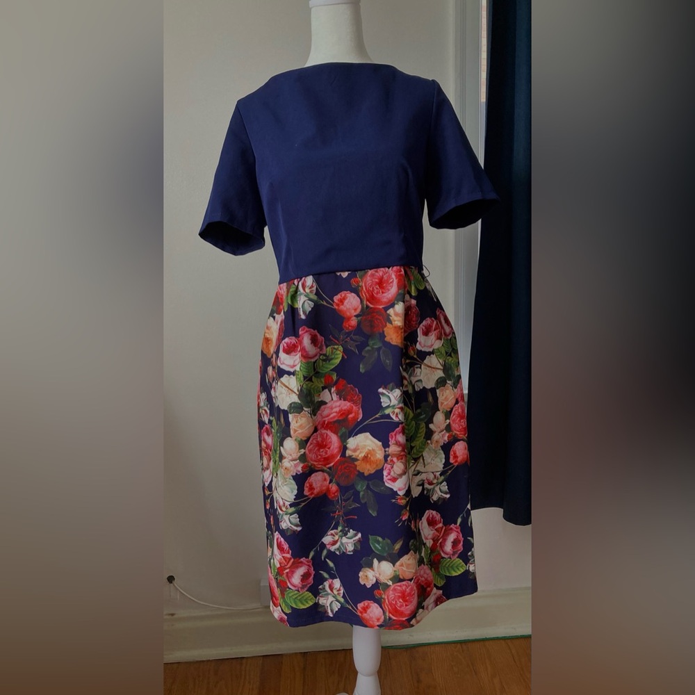 ASOS Paper Doll Navy Floral Midi Dress size 10